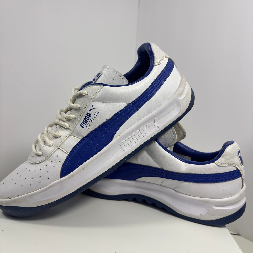PUMA GV Special Shoes Mens 13 White Navy Blue Leather Retro Casual Sneakers‎ Low